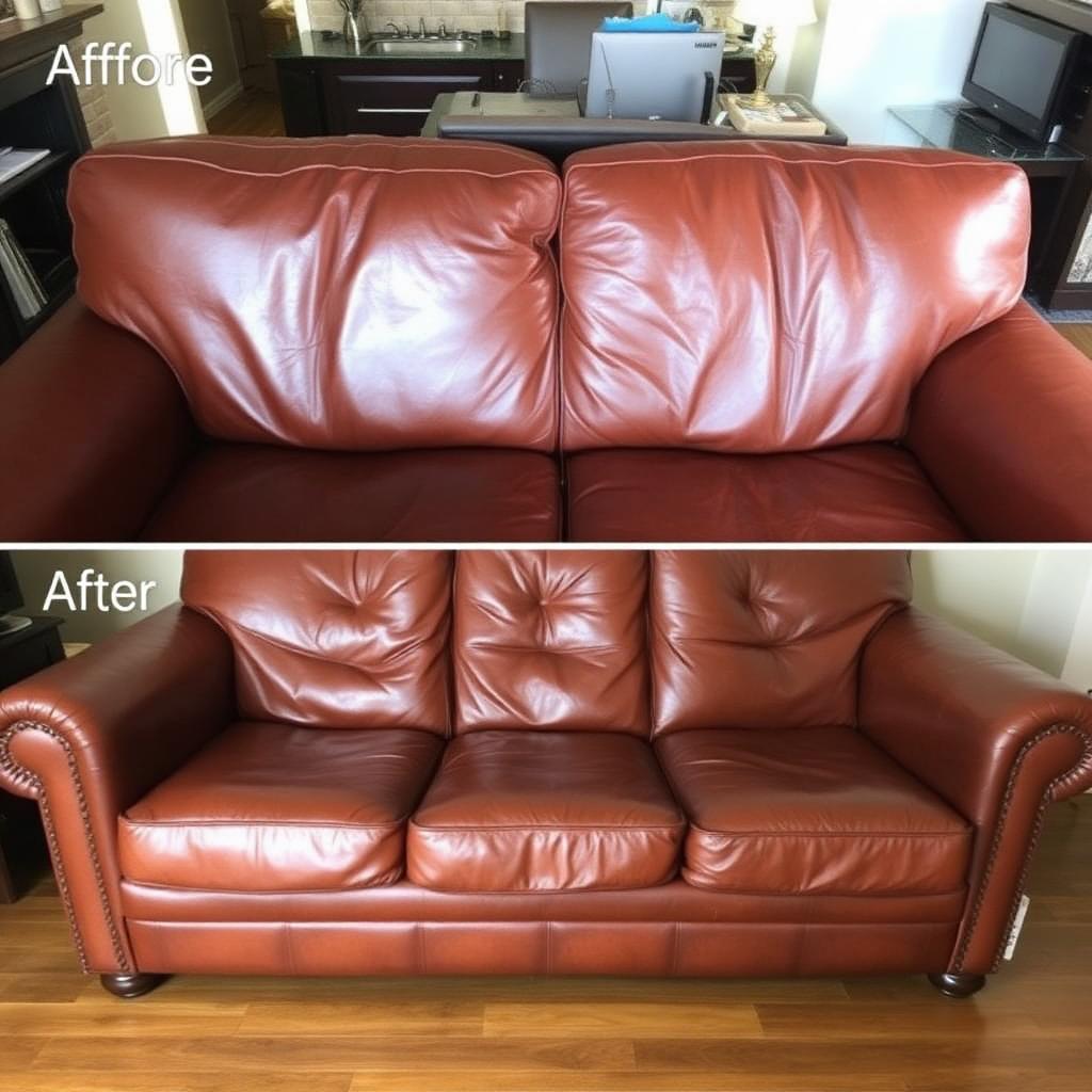 Cognac Sofa Restoration — after Leathertech restoration